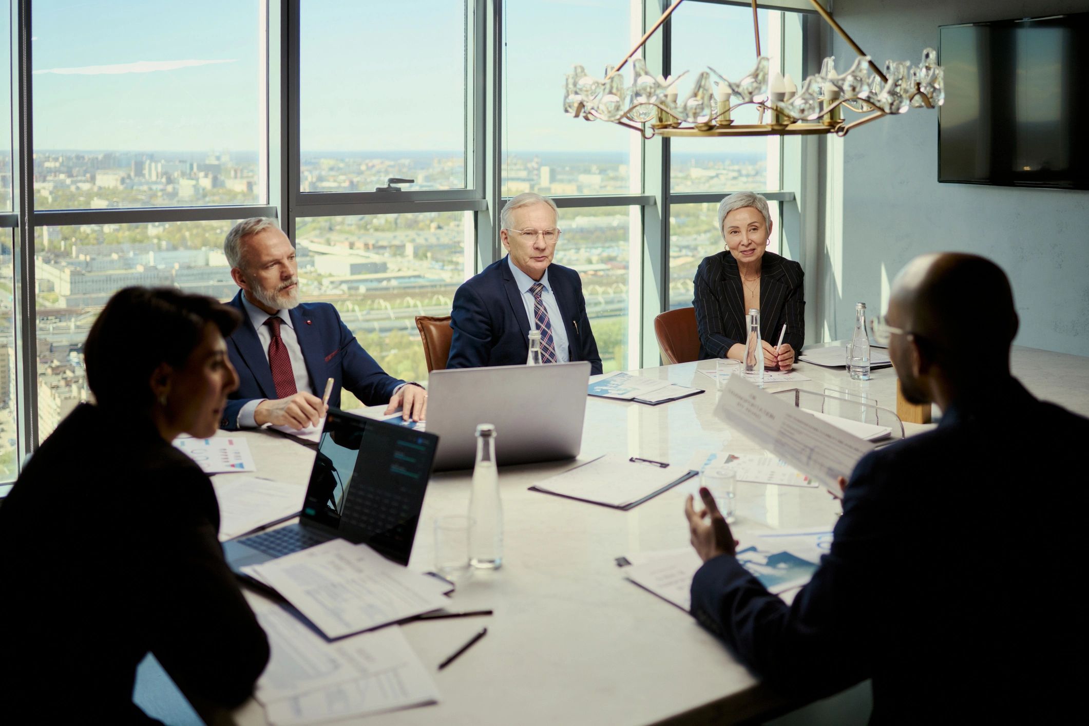 Corporate strategy meeting focused on partnership planning